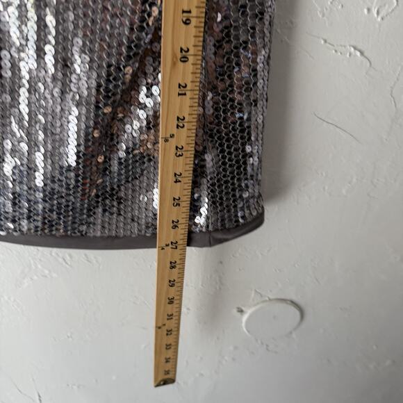 August Silk Shirt Vintage 90s 1X Gray Silver Sequin‎ Party Top Swifty Disco - Picture 3 of 7